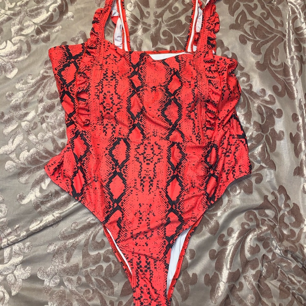 Red Snake Print one piece